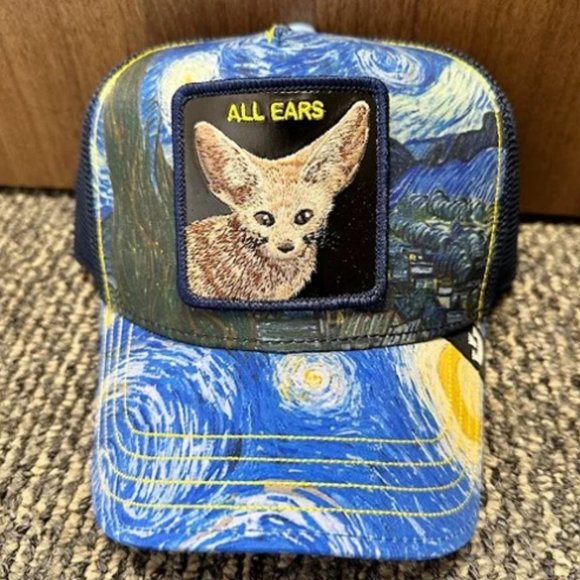 Goorin Bros Animal Farm Trucker Baseball Snapback Hat Cap All Ears Ergo Cat Blue